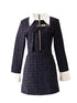 Asymmetry buckle tweed dress